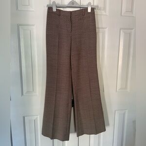 Per Se Brown Wool Herringbone Retro Wide-Leg Dress Pants – Size 2 Excellent